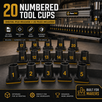 PwnCNC 20 Numbered CNC ATC Tool Cups Digital File Kit