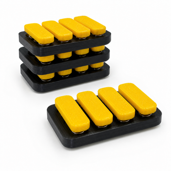 Black and yellow 3D printed magnetic sensory fidget toy with four tactile bars